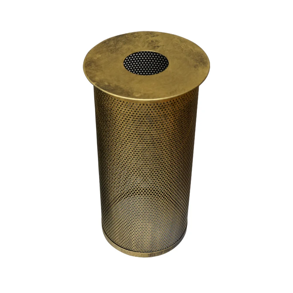Vintage brass light with round pendant, black fabric‑covered cable , 100 cm length, 10 cm diameter shade.