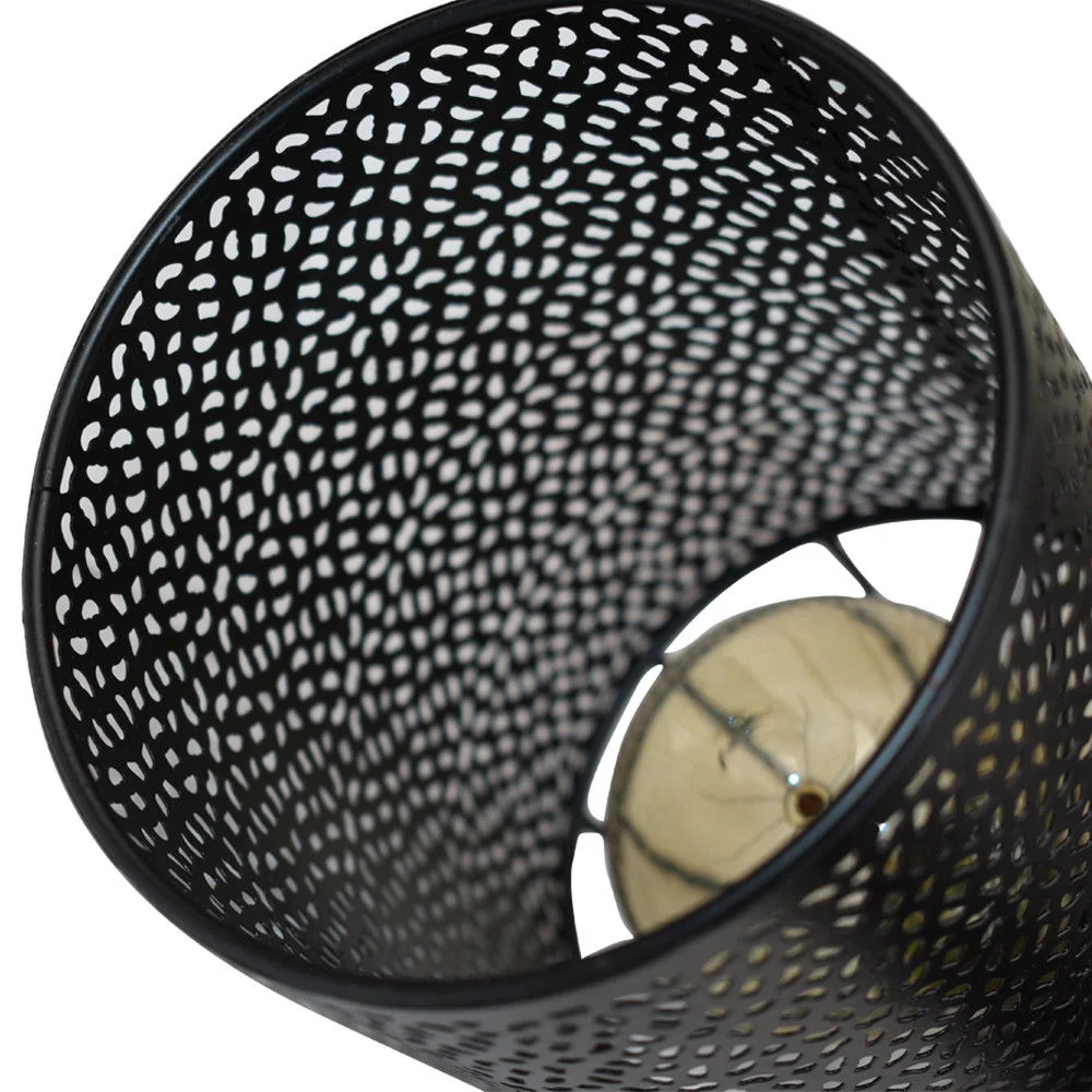 Modern Edison-style pendant lamp with black fabric wire pendant, round black shade and 100 cm black cable.