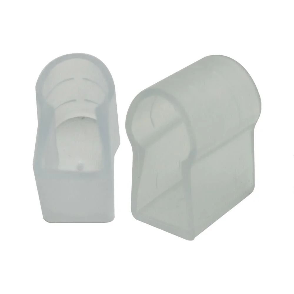 14mm x 25mm neon light accessory cap, sealing a flexible RGB LED strip end, with a protective flush finish.