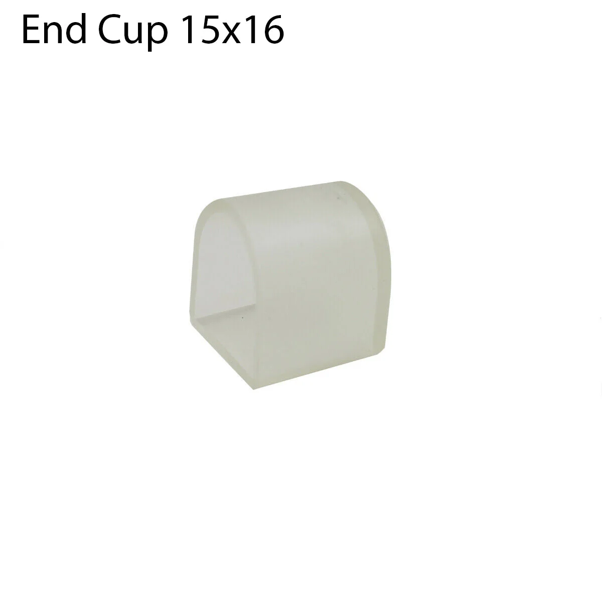 Red end cap for 15 mm × 16 mm LED neon strip accessories on a flexible RGB strip.
