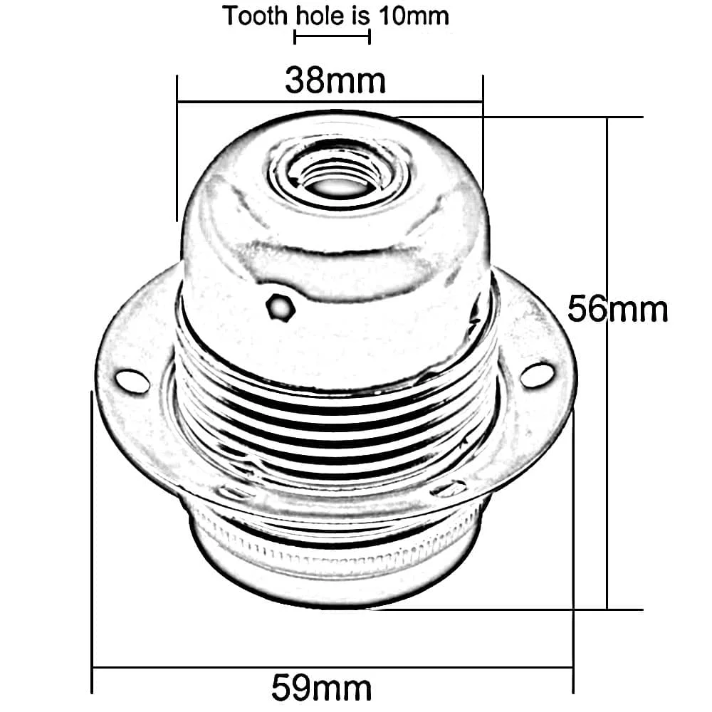Metal threaded E27 lamp socket, vintage industrial lamp socket, fits 60W bulbs, removable metal base