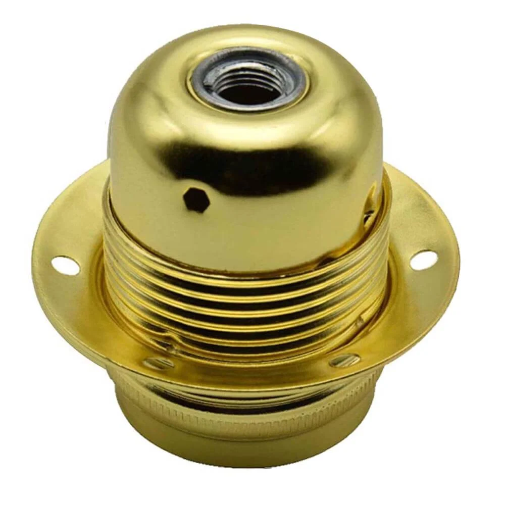 E27 vintage lamp holder in rose gold finish, metal threaded base for retro lighting.