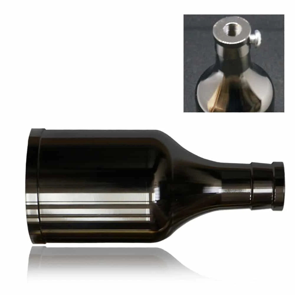 Black aluminium bottle‑shaped E27 lamp holder with exposed vintage bulb socket