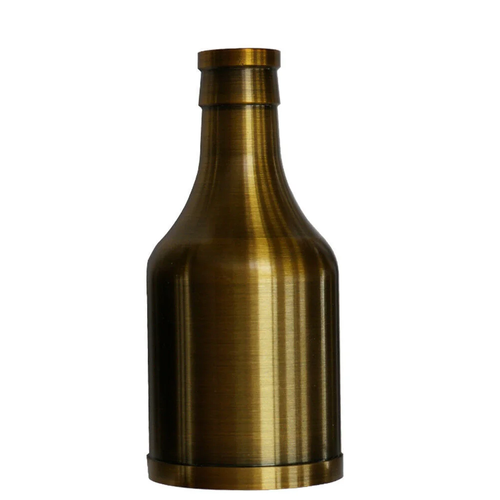 Black aluminum E27 screw‑on holder styled as an antique brass bottle