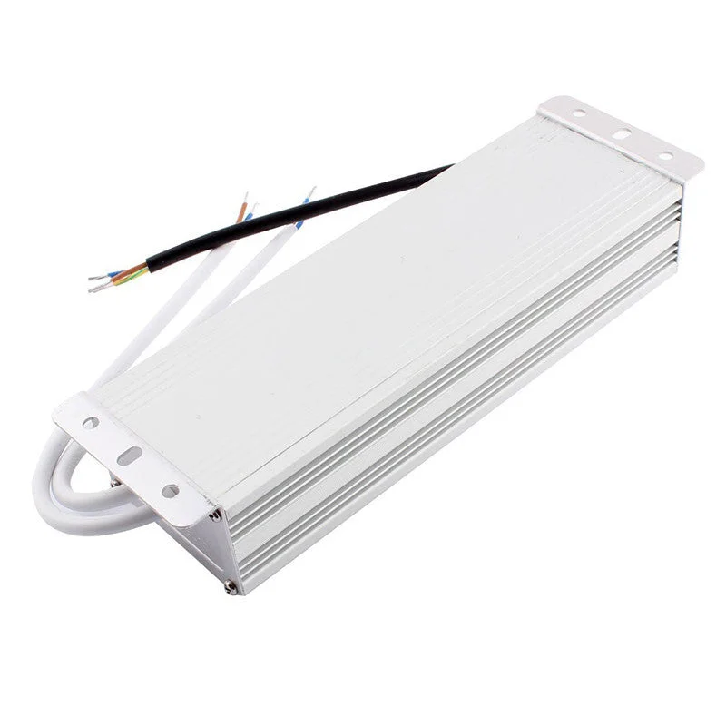 Aluminium LED driver with IP67 waterproof enclosure, dark housing with indicator LEDs and small screw‑head mount.