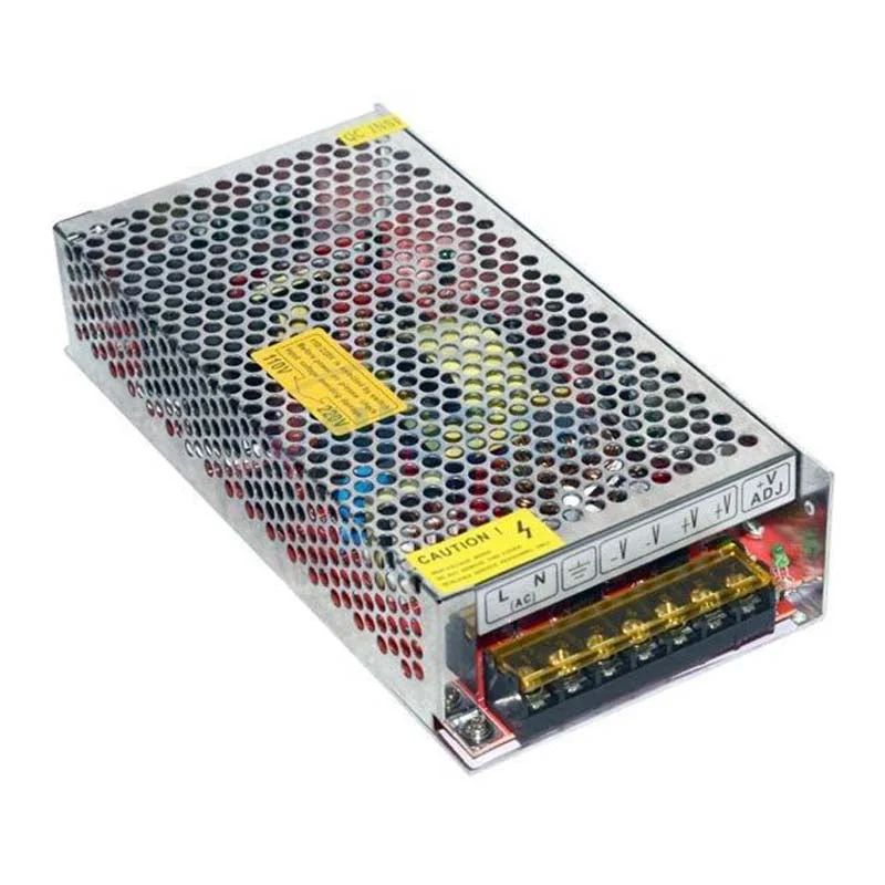 Aluminium alloy 12V switching power supply driver with screw terminals, built‑in cooling fan and metal honeycomb chassis