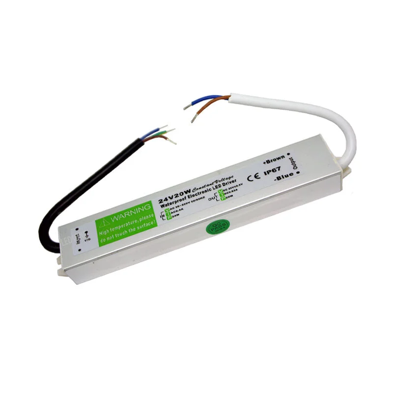 IP67 LED driver unit in aluminum alloy housing with rubber‑sealed cable, showing durable waterproof power supply.