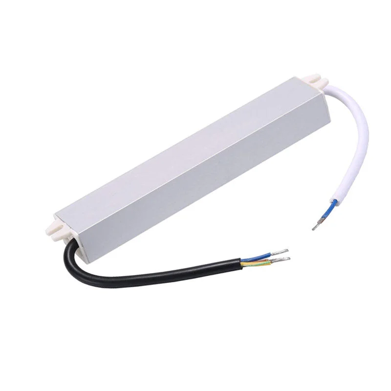 Aluminium alloy LED driver 24V LED power supply with IP67 rating, enclosure and rubber‑sealed cable connections