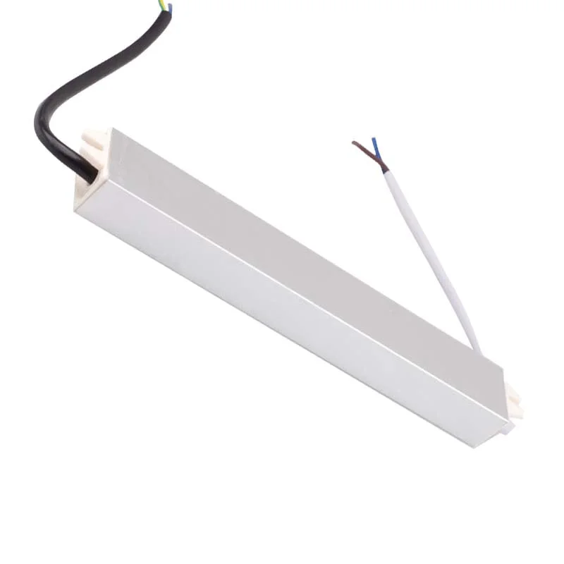 Compact aluminium 12V 36W LED power supply with IP67 rating, laminated casing, labelled 'DC12V 36W', suitable for outdoor use.