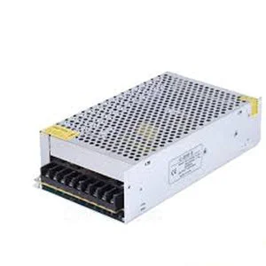 5V LED transformer in compact metal case with vent slots, labeled 200W, 40A, for LED strips and electronics