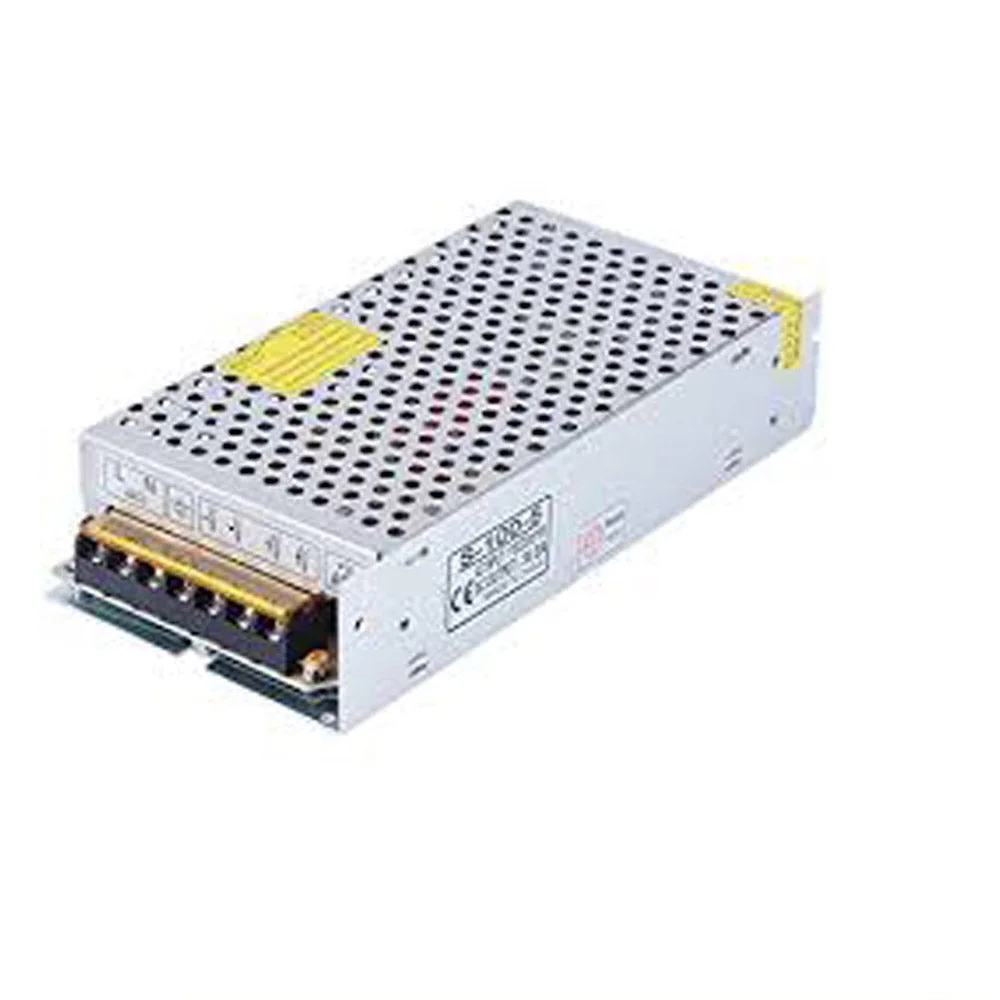 5V LED transformer 100W, black aluminium alloy housing with honeycomb heat sink, labeled 100‑240V input and 5V output