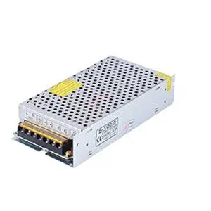 Compact black switching power supply 5V 100W, aluminium alloy housing with honeycomb heat sink, labeled 5V