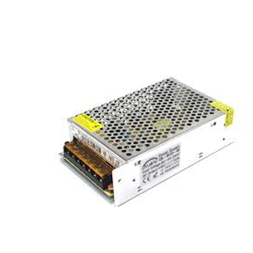 Aluminium power supply unit labeled 5V 10A power supply, screw terminals and LED indicator, converts AC 110‑220V to DC.