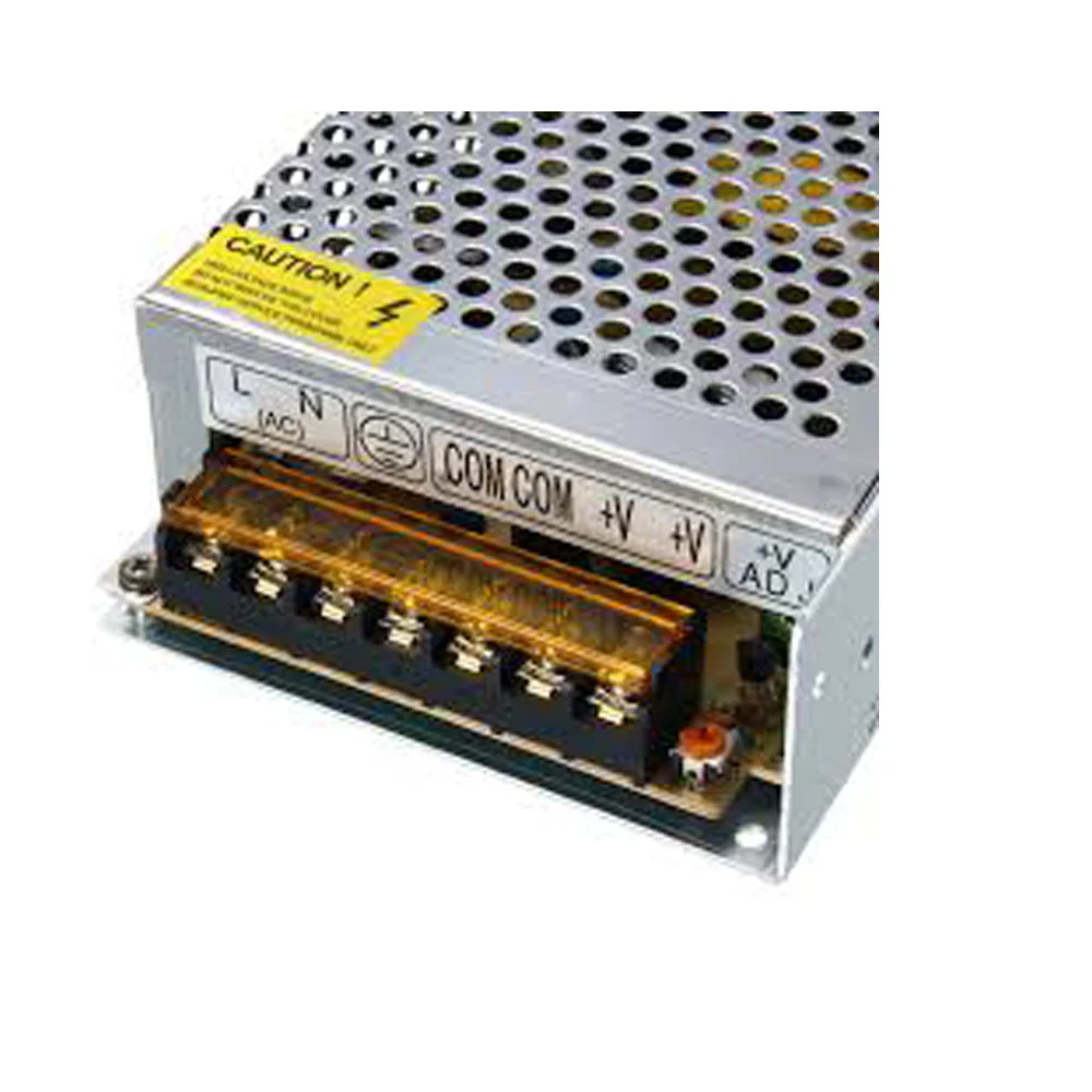 Metal enclosure universal power supply with screw terminals, 24V/3A output, small portable design and IP20 rating.