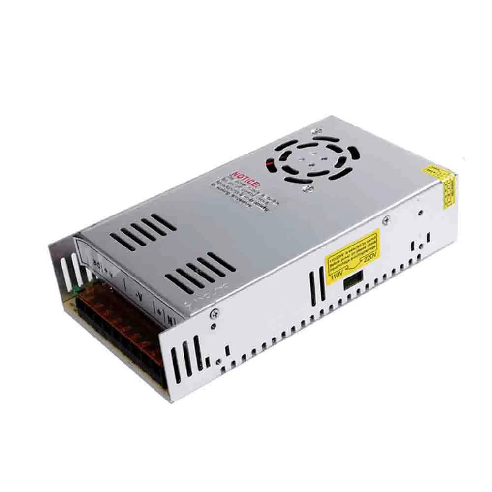 Compact indoor LED transformer, 24V/300W, metal enclosure, screw terminals, 215mm × 50mm × 115mm.