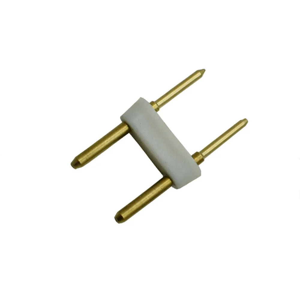 9mm LED neon flex connector – compact metal pin joining neon rope lights, designed for durable, flexible power cord splicing.
