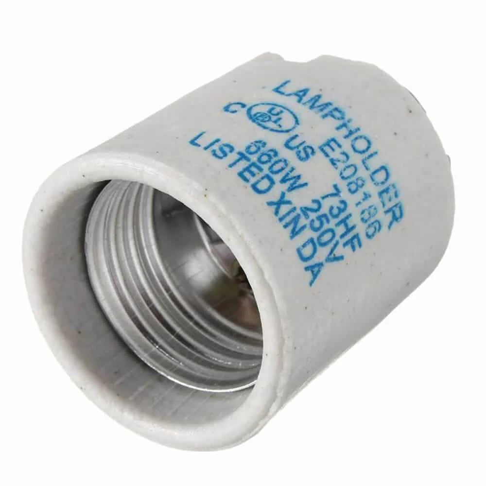 Vintage metal and porcelain heat‑resistant E27 bulb socket holder, suitable for bulbs up to 60W.