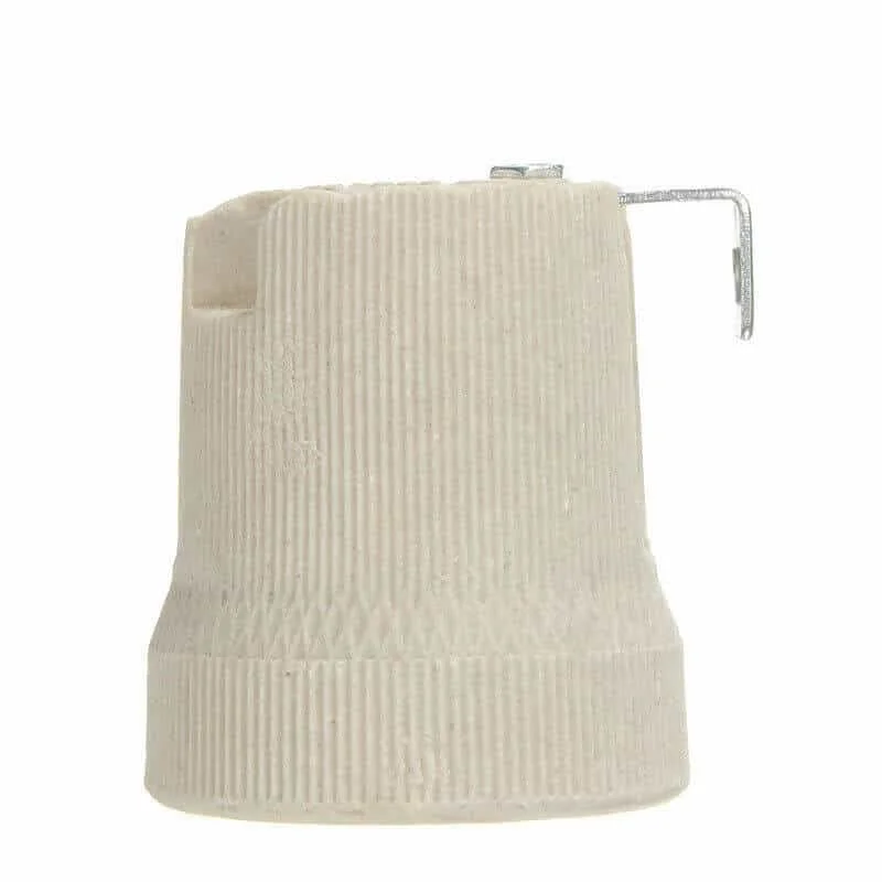 Metal and porcelain E27 vintage bulb socket holder, heat‑resistant design for indoor lamps.