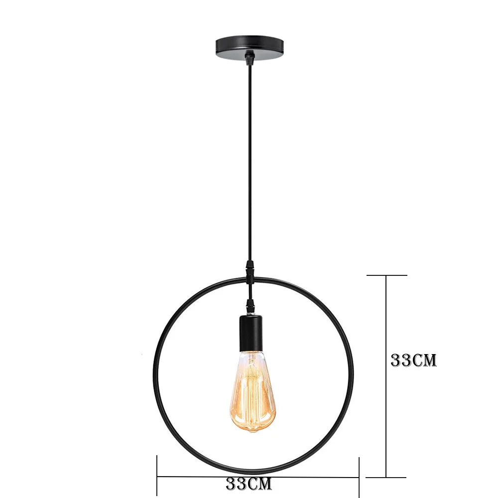 Black metal circular dimmable ceiling light with adjustable cable, 36cm diameter, E27 socket, suitable for indoor décor.