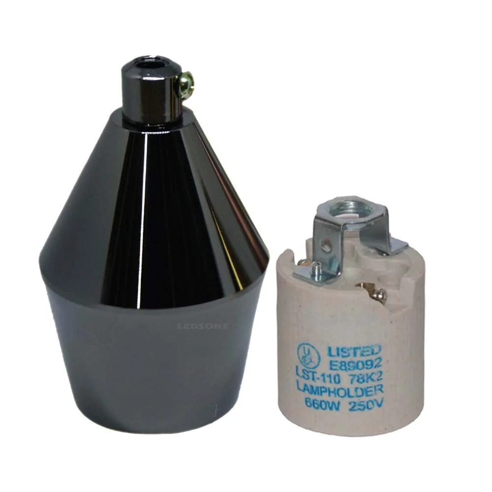 Black aluminum E27 bulb holder, vintage pendant style for exposed bulbs, 110‑250V.