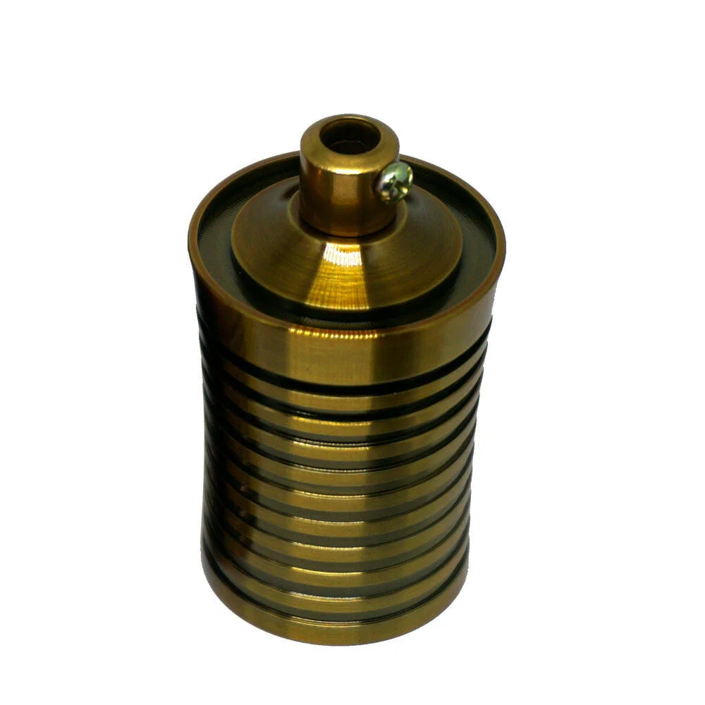 Sleek metal E27 lamp holder with mounting plate, vintage style, heat resistant and CE certified, fits LED/CFL bulbs.