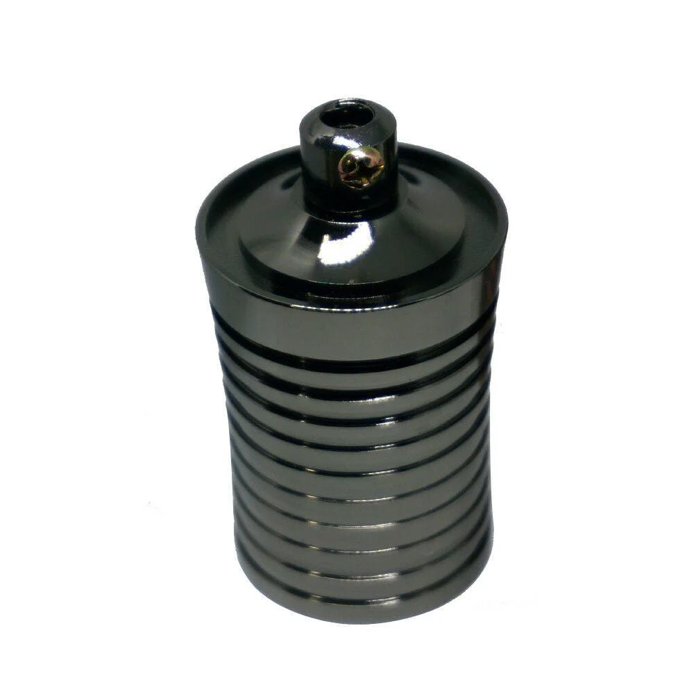 Metal E27 ceiling lamp holder with vintage socket and mounting plate for secure installation, fits LED or CFL bulbs.
