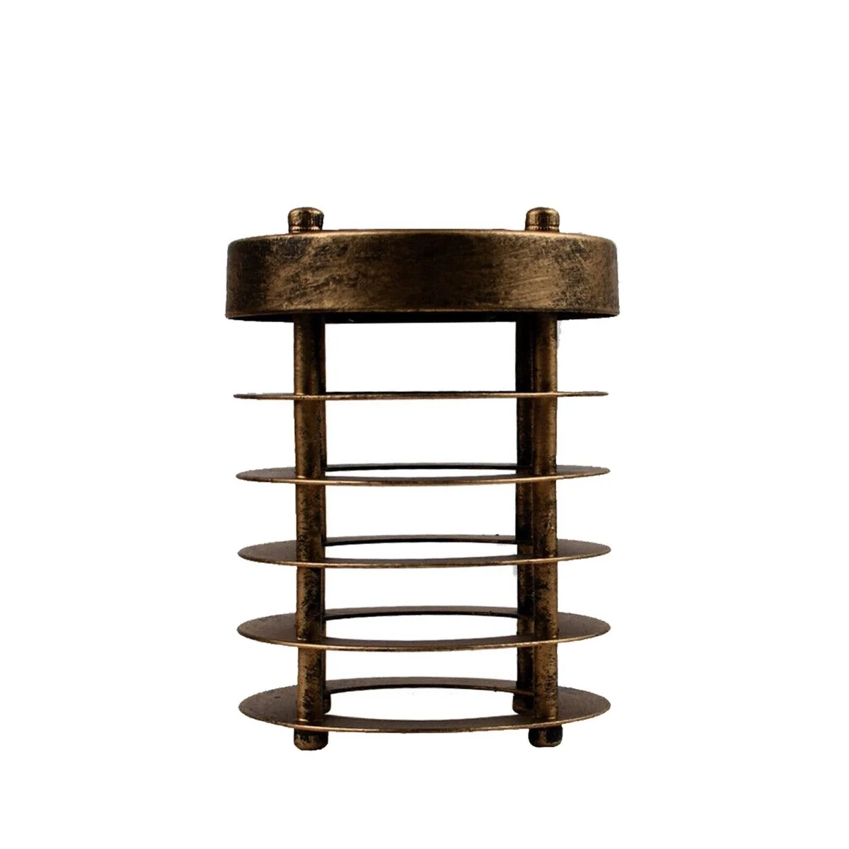 indoor ceiling light: black metal cage cylinder lampshade in vintage industrial style, clip‑on mount, E27 compatible.