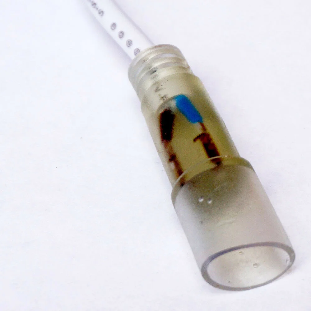 17mm LED neon flex connector: slim flat plug with male and female snap pins, cable exposed