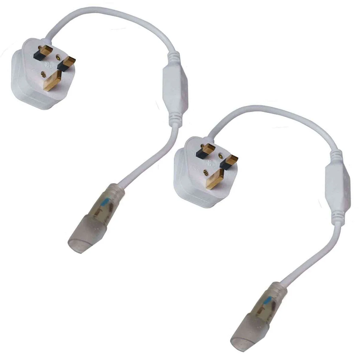 17mm AC power connector with PVC splice connector, round and black, for monochrome neon LED strip.