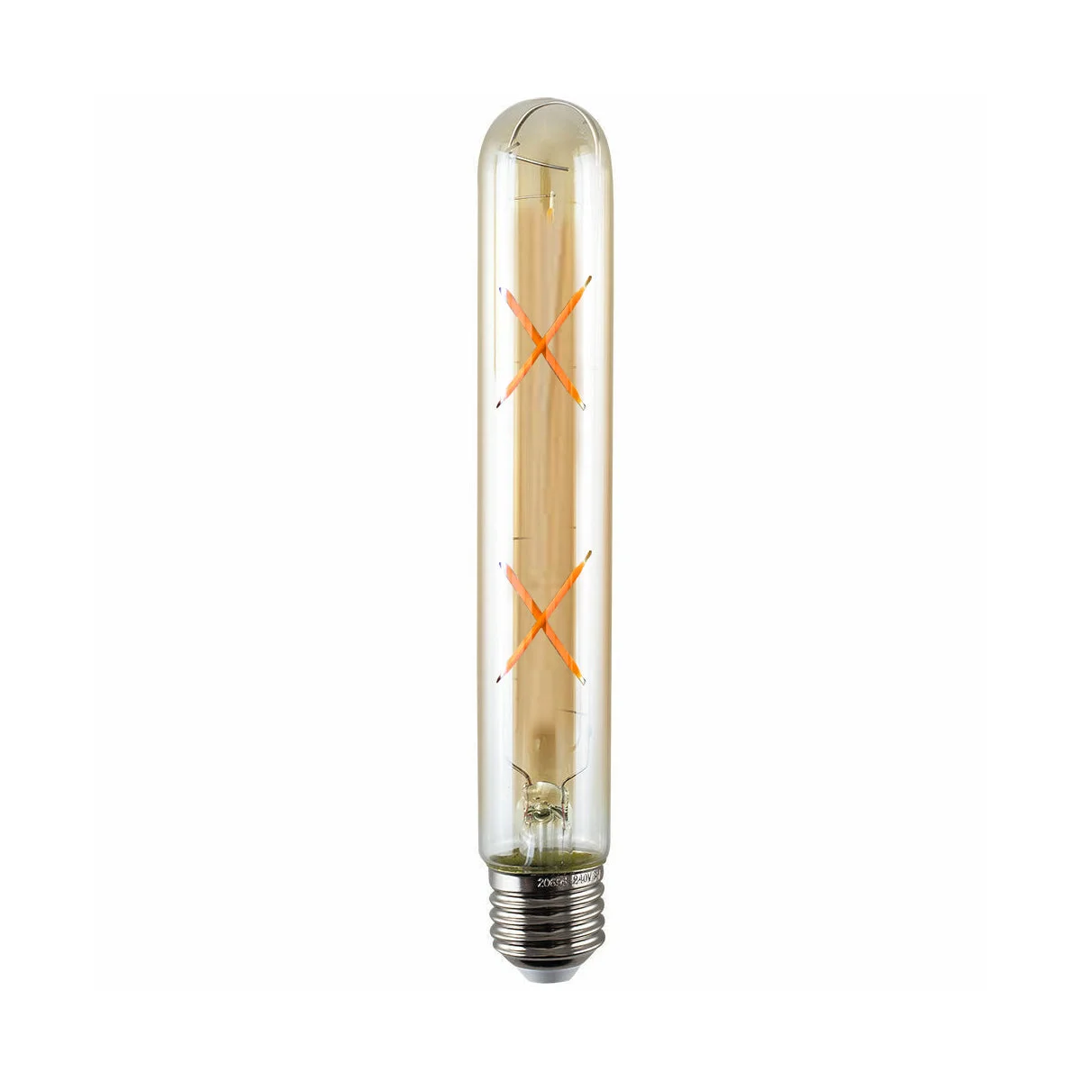 E27 screw bulb with amber tubular LED glass and metal body, vintage Edison style
