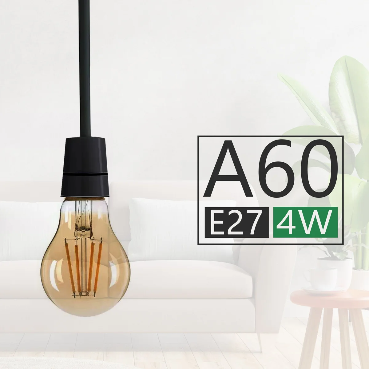 4W vintage style LED bulb in amber glass, featuring an Edison‑style B22 base, dimmable and energy efficient.