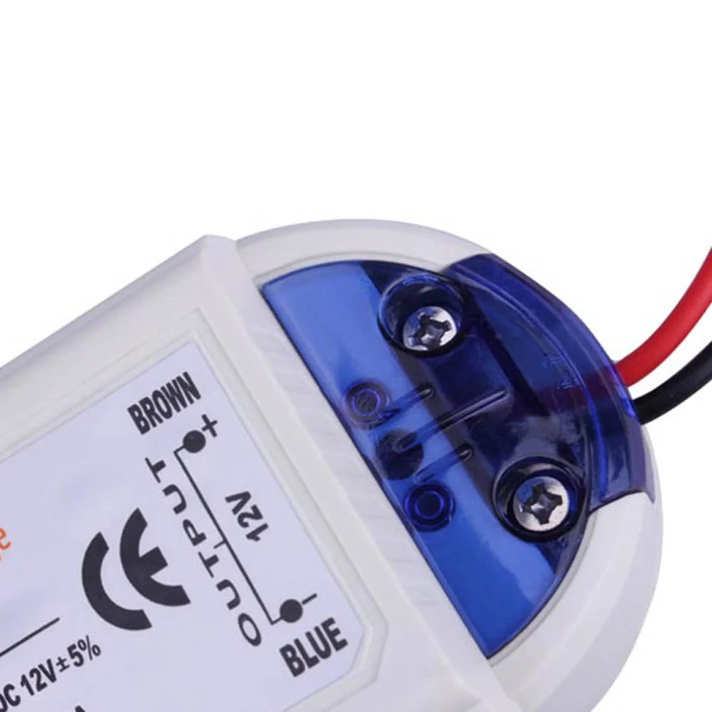 Plastic indoor LED driver 72W 12V with AC input plug and DC output socket.
