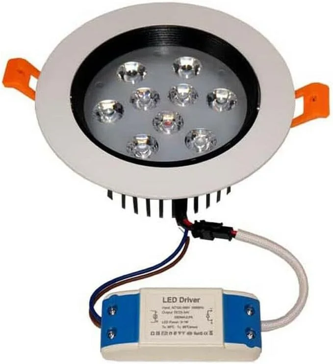 White LED lighting driver with compact engineered plastic housing, showing a sleek professional finish.