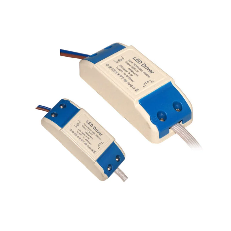 Compact indoor LED driver, 3W constant current, labeled 280mA, with screw terminals and red LED.