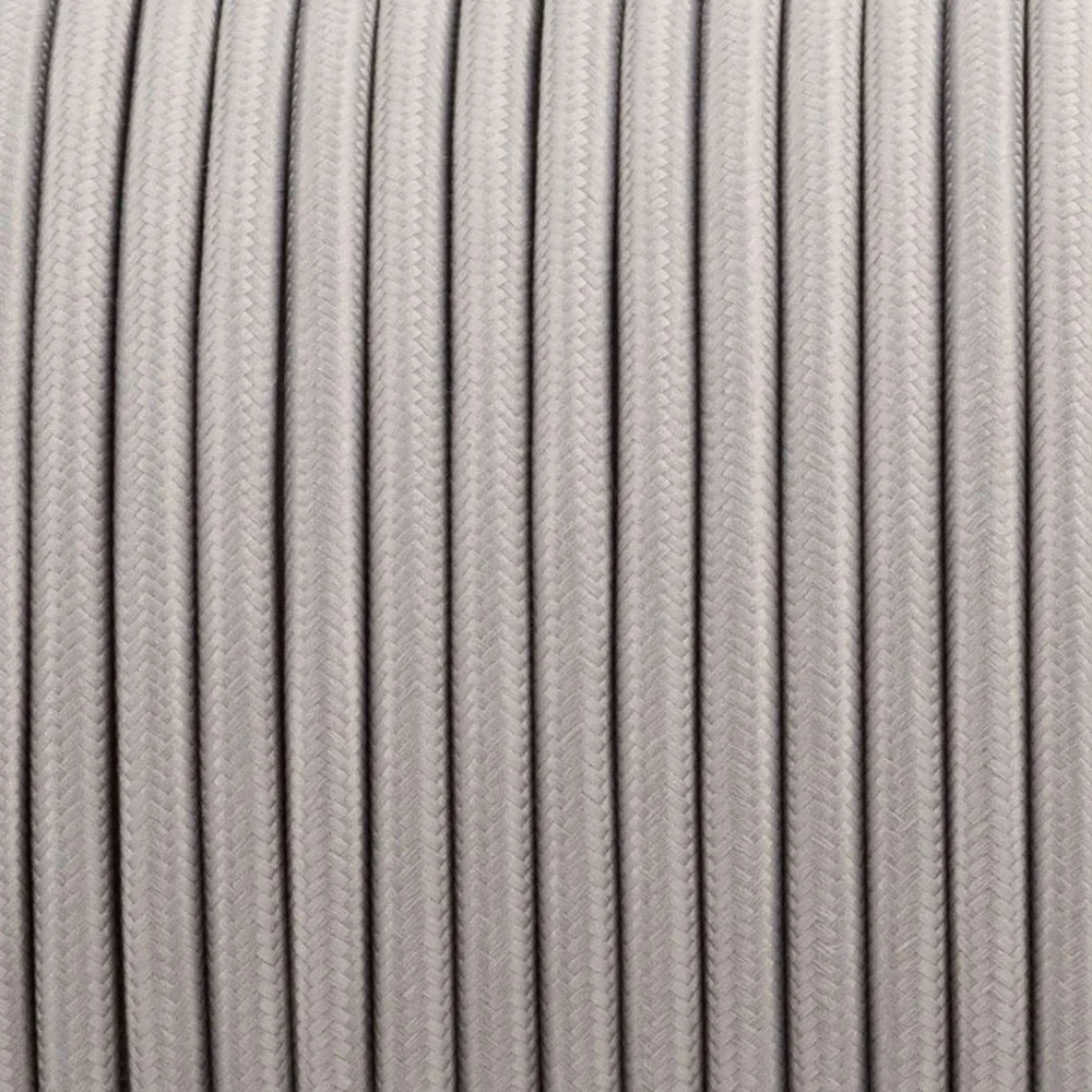 Three core grey braided round cable showing vintage fabric lighting cable