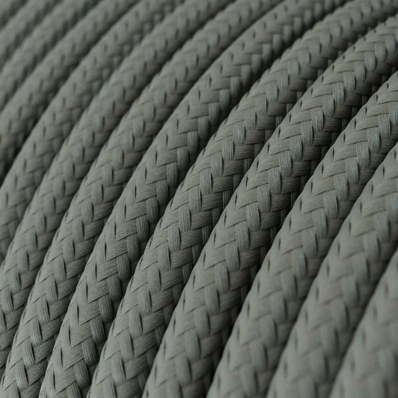 Grey braided fabric cable, 3‑core, round vintage cable for indoor lighting, 1‑10m lengths.