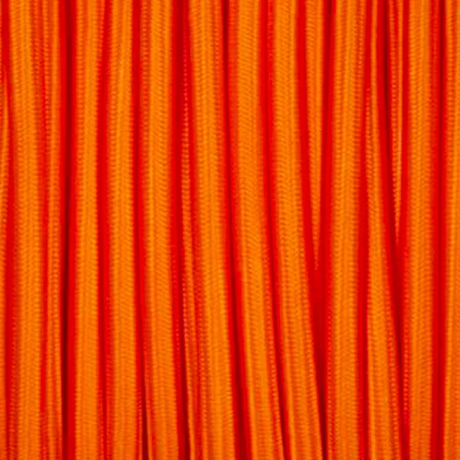 Orange 3 core braided cable, 0.75mm copper, round vintage fabric, 7mm diameter.