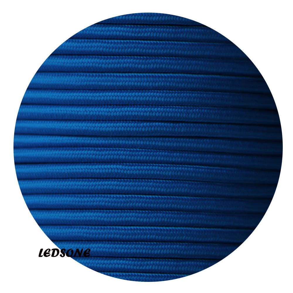 Dark blue round braided lamp cord – a cloth covered lamp cable with 3 core inner conductors