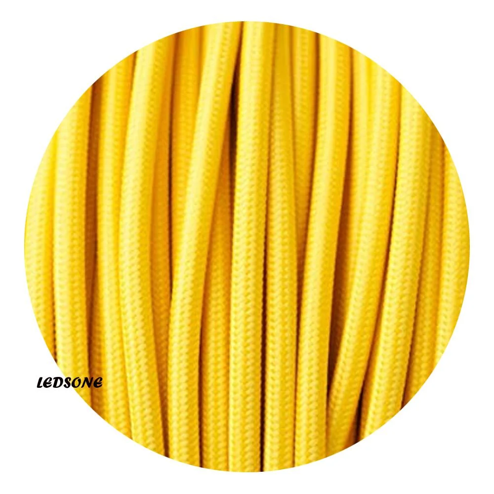 Yellow flexible 3 core fabric lighting cable bundle ready for wired installations