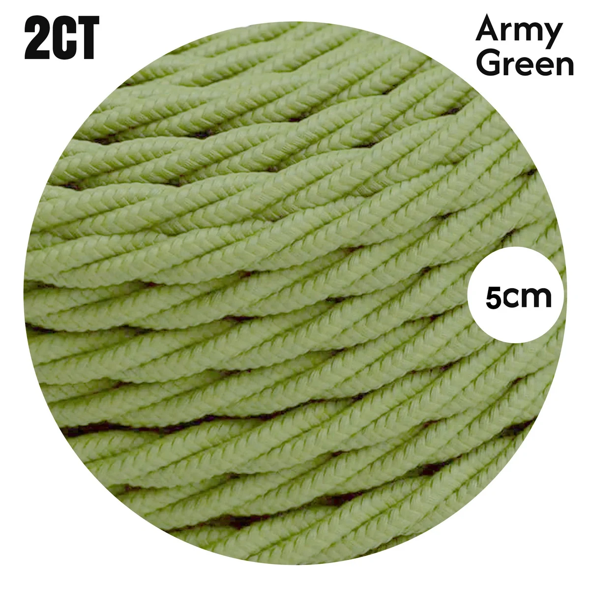 Army green cloth‑covered twisted cable, slim 5mm copper core, braided look – a vintage lamp cord for indoor lighting