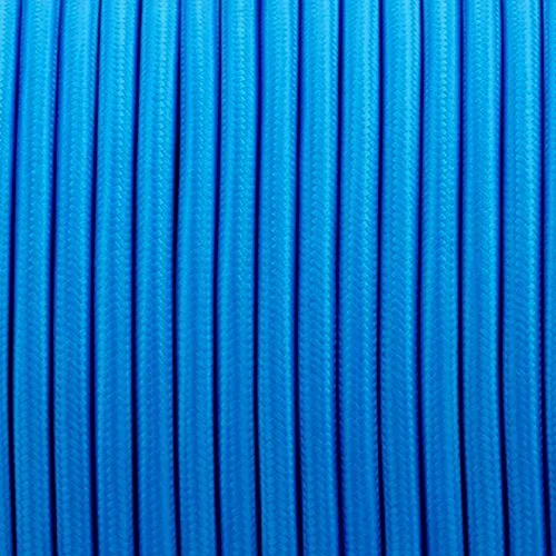 Dark blue vintage round braided blue fabric electrical cable, 2-core with copper conductors.