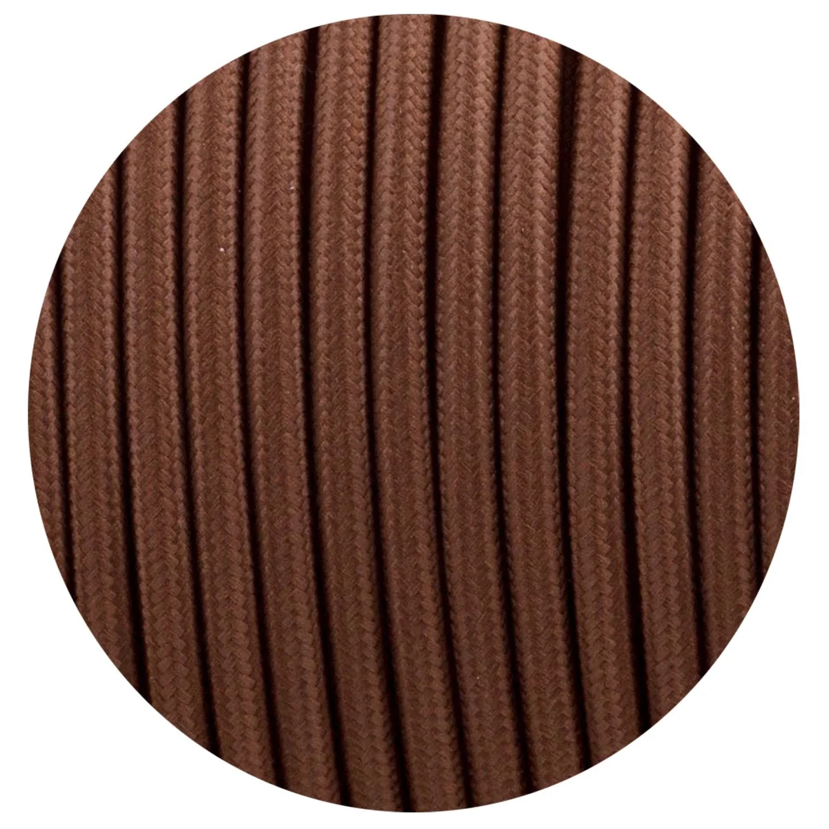 Brown round braided 2‑core fabric electric cable, 1m length for pendant lights.