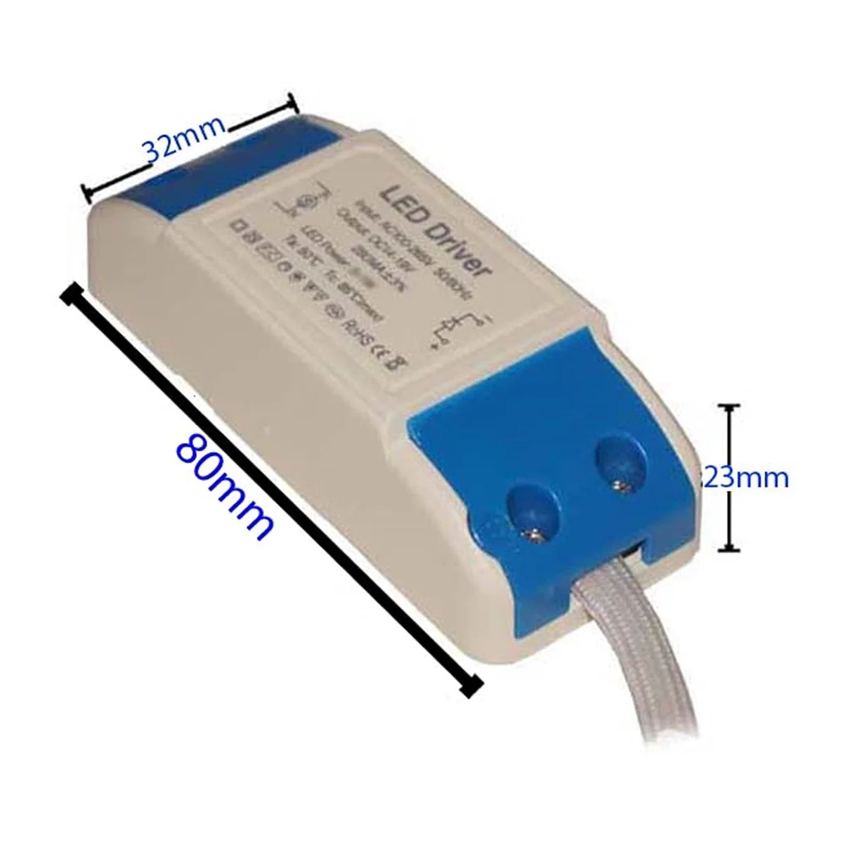 non-dimmable LED driver in compact plastic housing with screw‑clamp connectors, 18-24W power rating