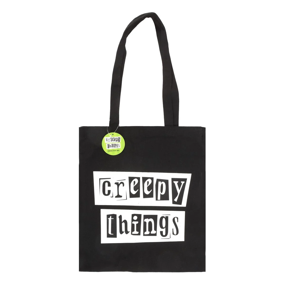 Creepy tote bag with spooky design, made of 95% polyester and 5% cotton, ideal for books and snacks