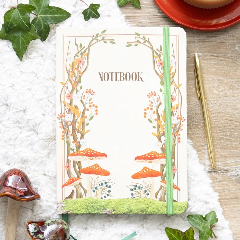 A5 lined notebook with enchanted forest cover design, 100 sheets, perfect for writing and journaling