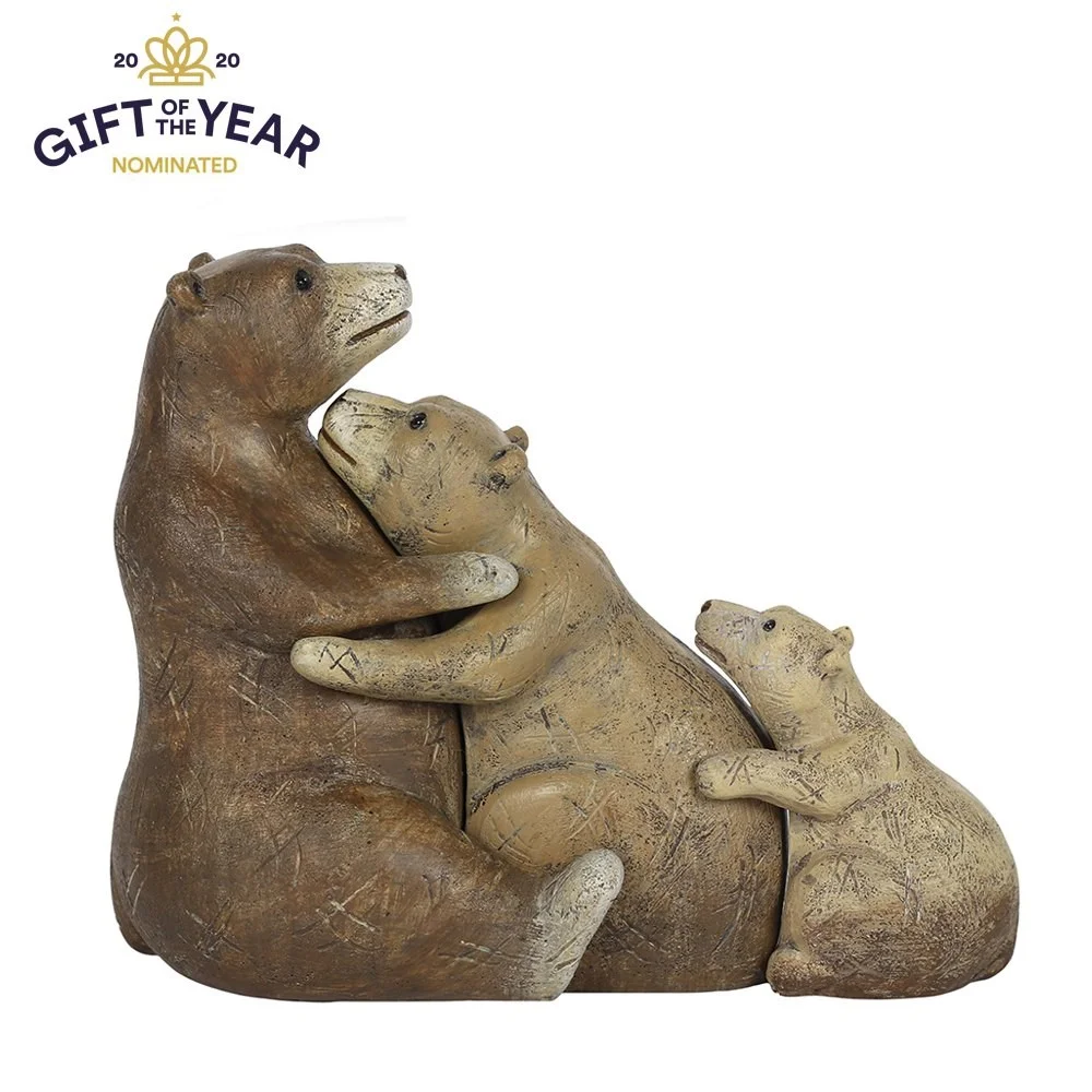 Bear family ornament featuring a daddy, mummy, and baby bear fitting together, with sentimental packaging.