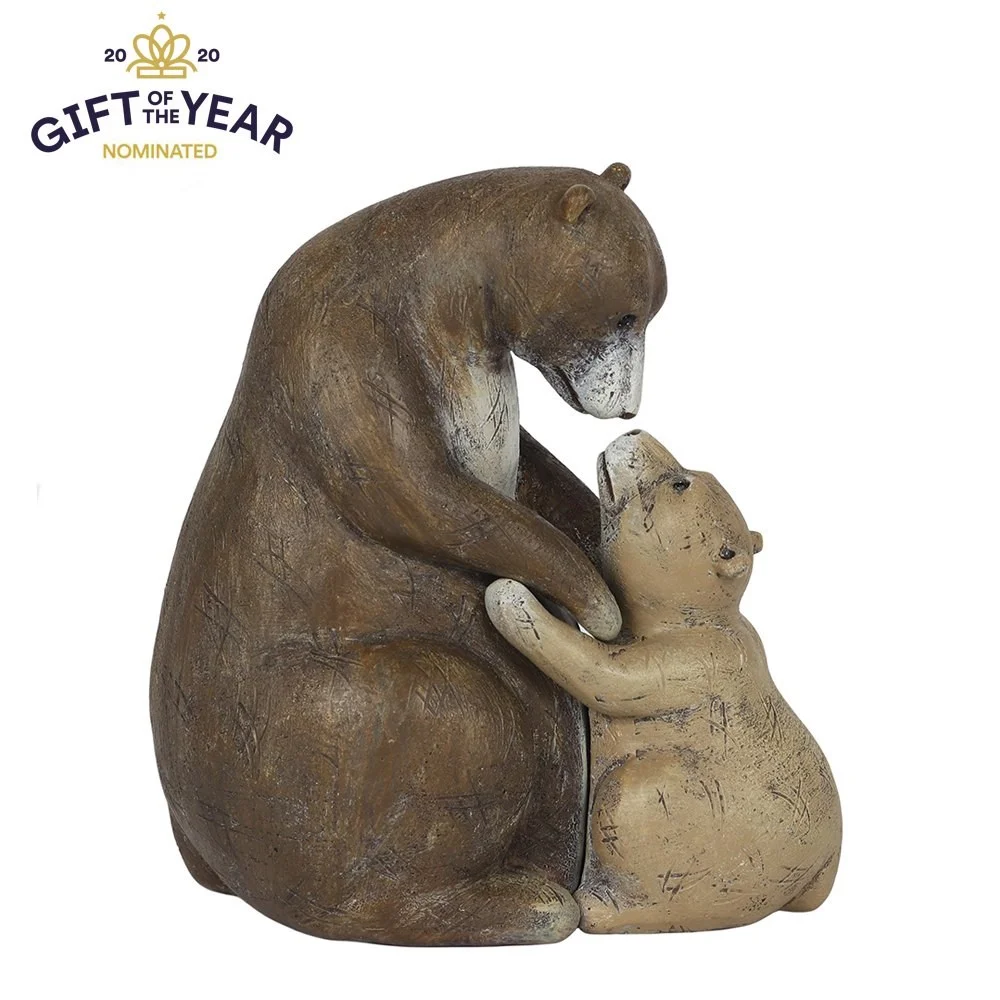 Mother and baby bear ornament showing a mother bear hugging her cub, with "I Love You Beary Much" sentiment on packaging