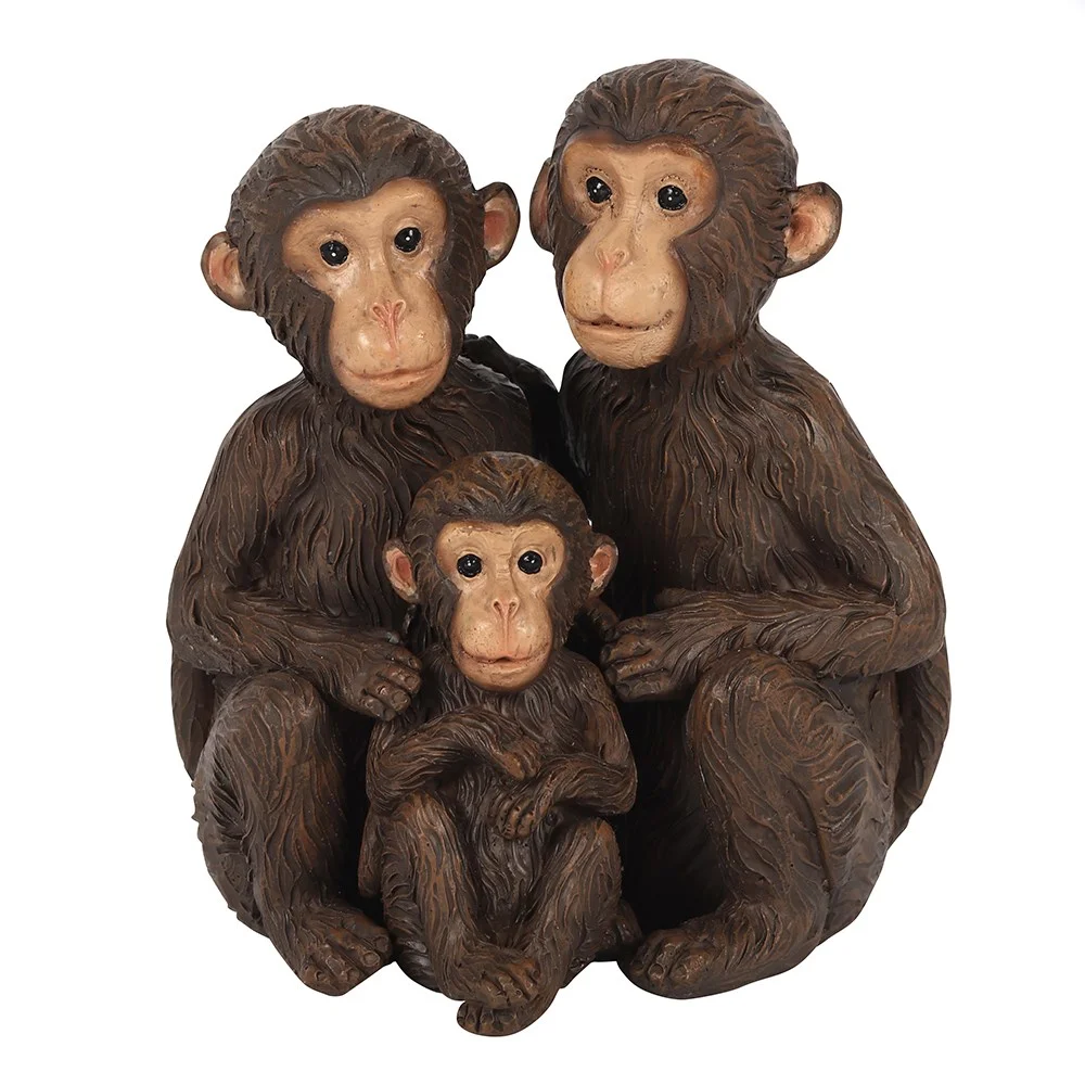 Monkey family ornament with three monkeys hugging, titled Just The Tree Of Us, ideal gift for Mother's Day, 11cm tall