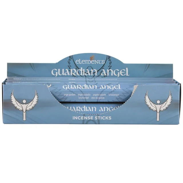 Set of 6 packs of Elements Guardian Angel incense sticks with Lavender fragrance in rectangular packaging