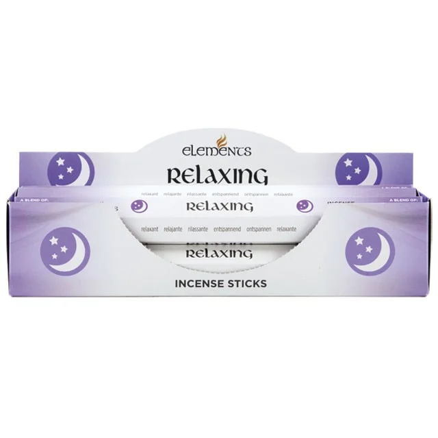 Set of 6 packets of Elements relaxing incense sticks with cardamom, cedarwood, and patchouli fragrance in colorful boxes